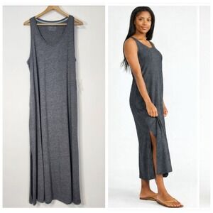 Free Fly‎ Womens Heritage Midi Dress Heather Flint Grey Sleeveless maxi XL
